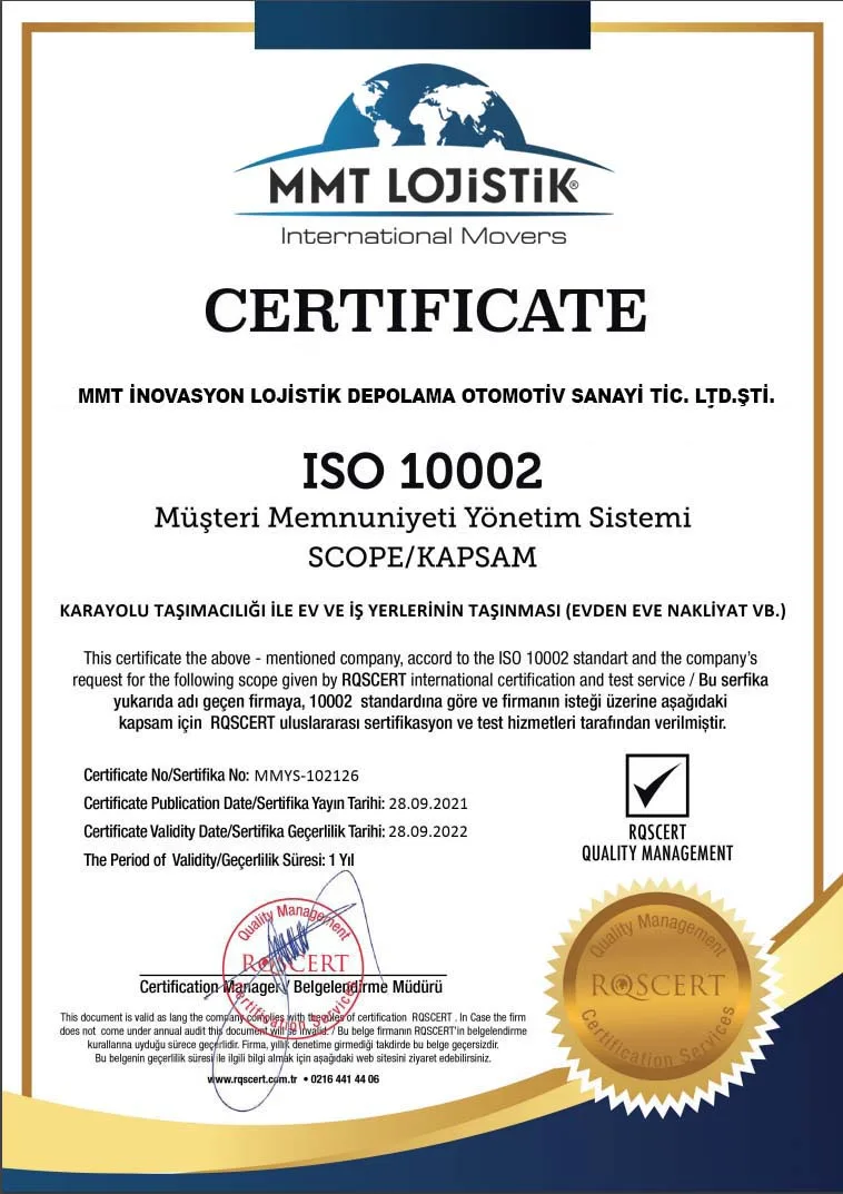 ISO 10002 — 28.09.2022 tarihli arşiv sertifika görseli